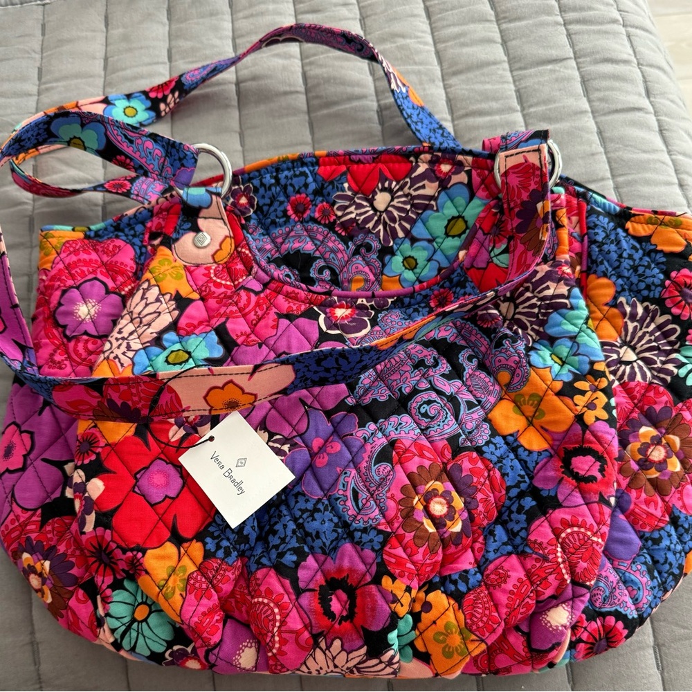Vera Bradley-New-Glenna-Floral Fiesta Over The Shoulder Bag